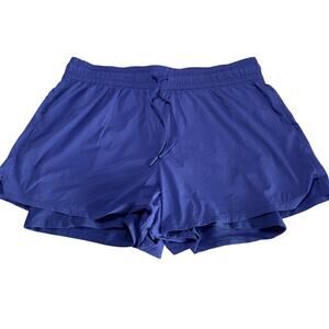 ✨SPYDER Active women 2-in-1 Running Training Shorts L Blue Stretch Liner gym